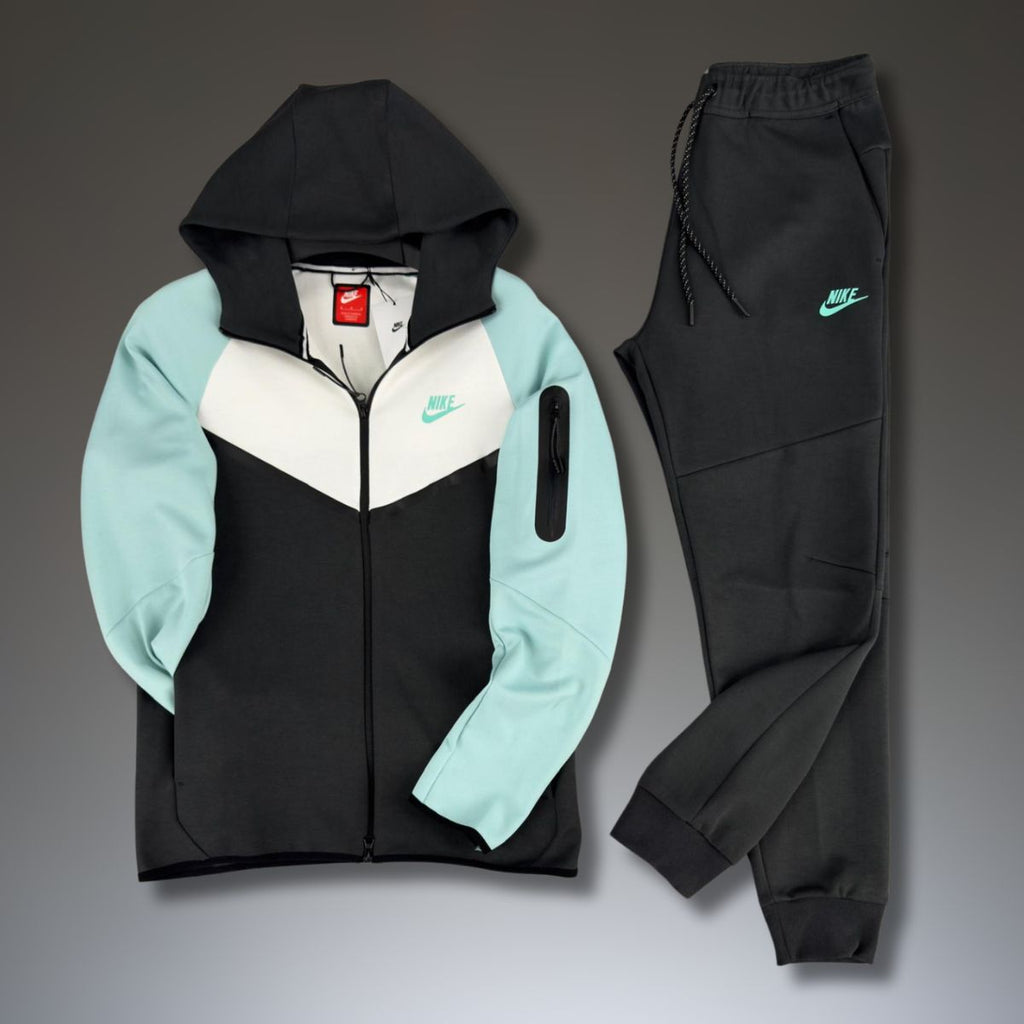 Dres męski Nike Tech Fleece, miętowy - biały - grafitowy. Model 2024. Jakość premium