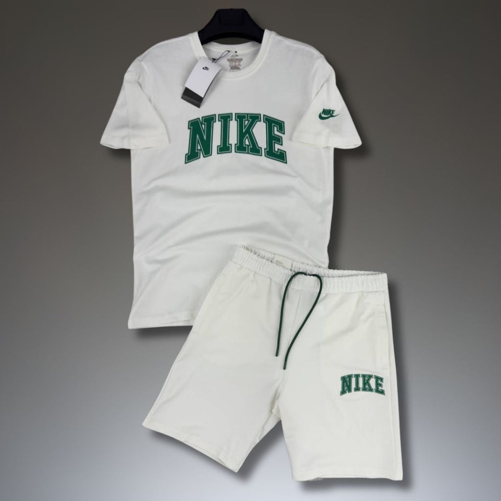 Komplet męski Nike College z szortami, biały. Jakość premium