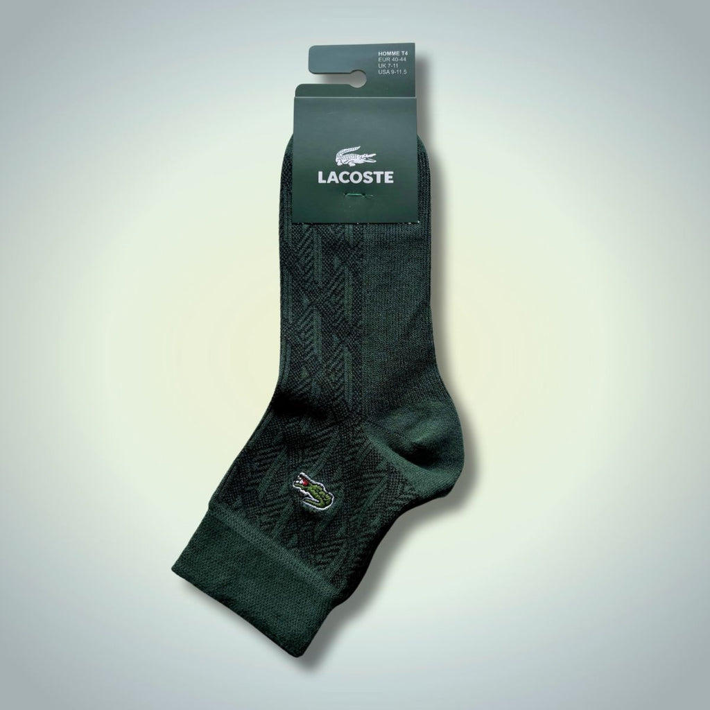 Męskie skarpety za kostkę Lacoste, 40-44. Ciemnozielony żakard. Jakość premium