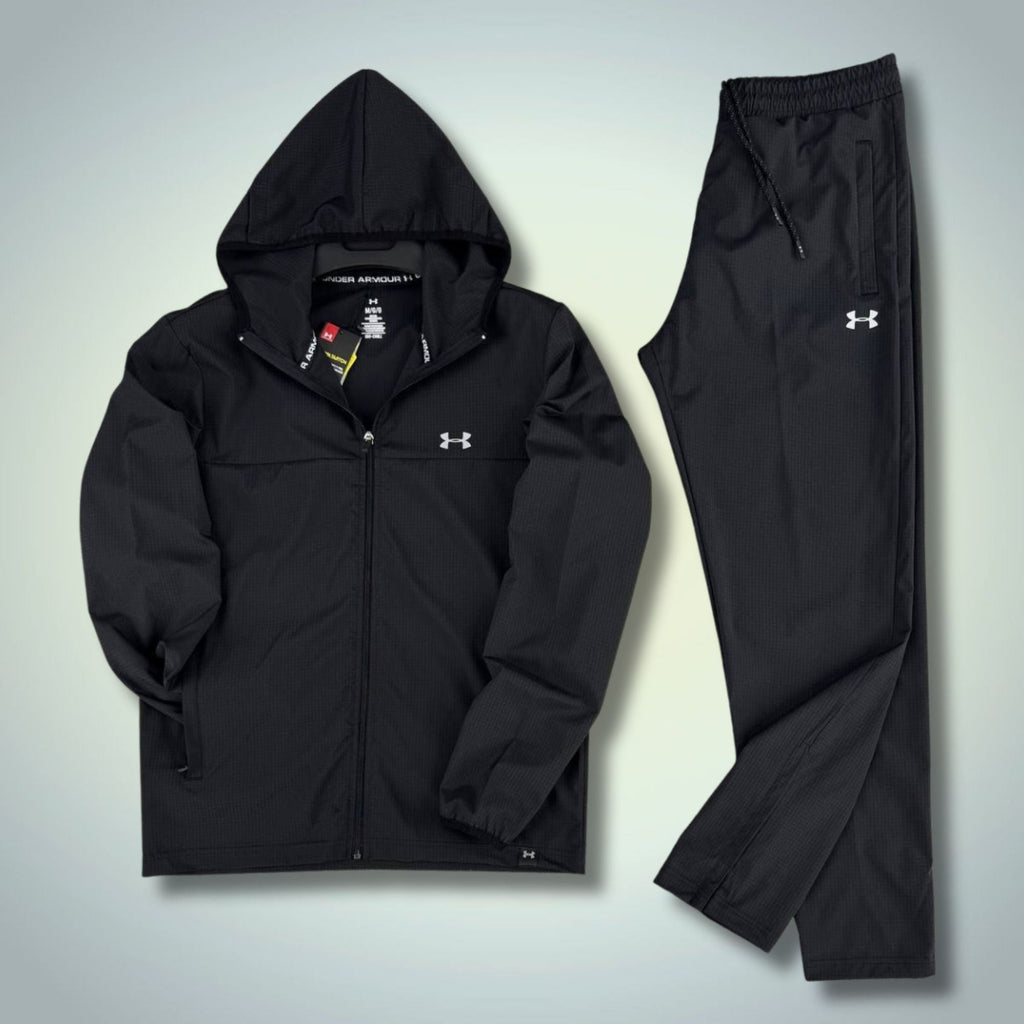 Under Armour męski wodoodporny zestaw sportowy, czarny, duże logo. Premium jakość