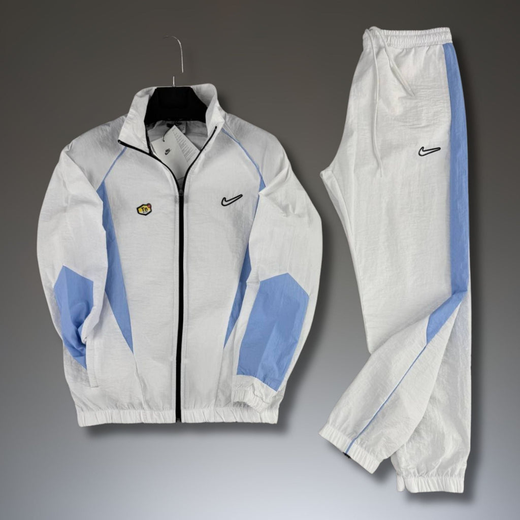 Nike TN męska kurtka sportowa, biała–jasnoniebieska. Premium