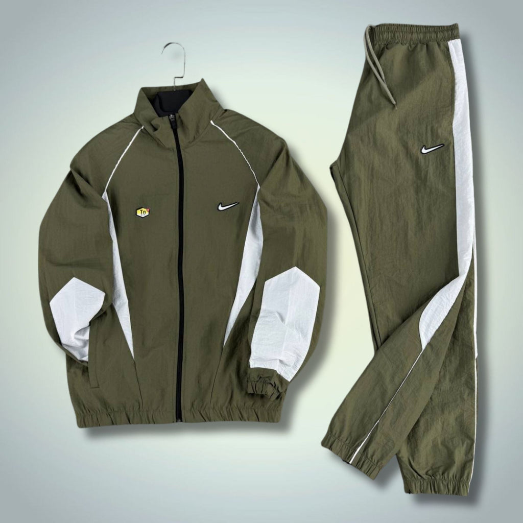 Nike TN męska kurtka sportowa, oliwkowo-biała. Premium