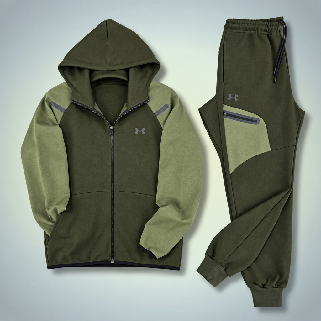 Under Armour męski zestaw sportowy, 2026, oliwkowy - zielony. Premium jakość