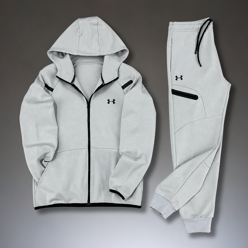 Under Armour męski zestaw sportowy z odblaskowymi elementami, jasnoszary. Premium jakość