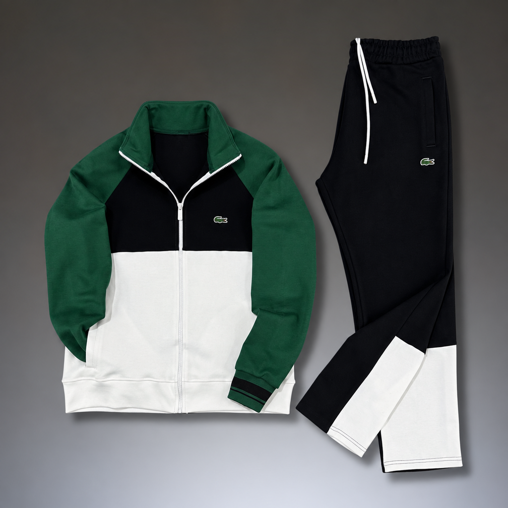 Lacoste męski zestaw sportowy, trzy kolory, zielony - czarny - biały. Premium jakość