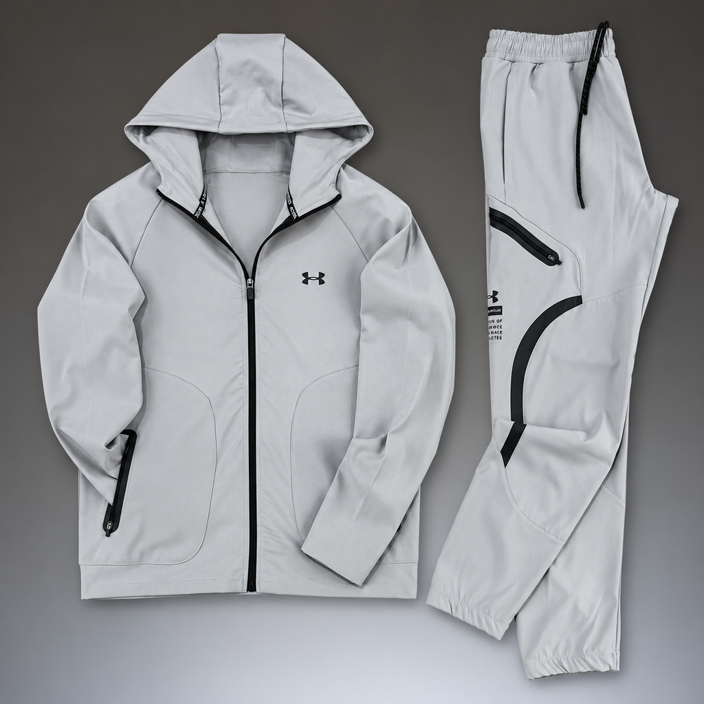 Under Armour męski zestaw sportowy nieprzemakalny, jasnoszary. Premium jakość