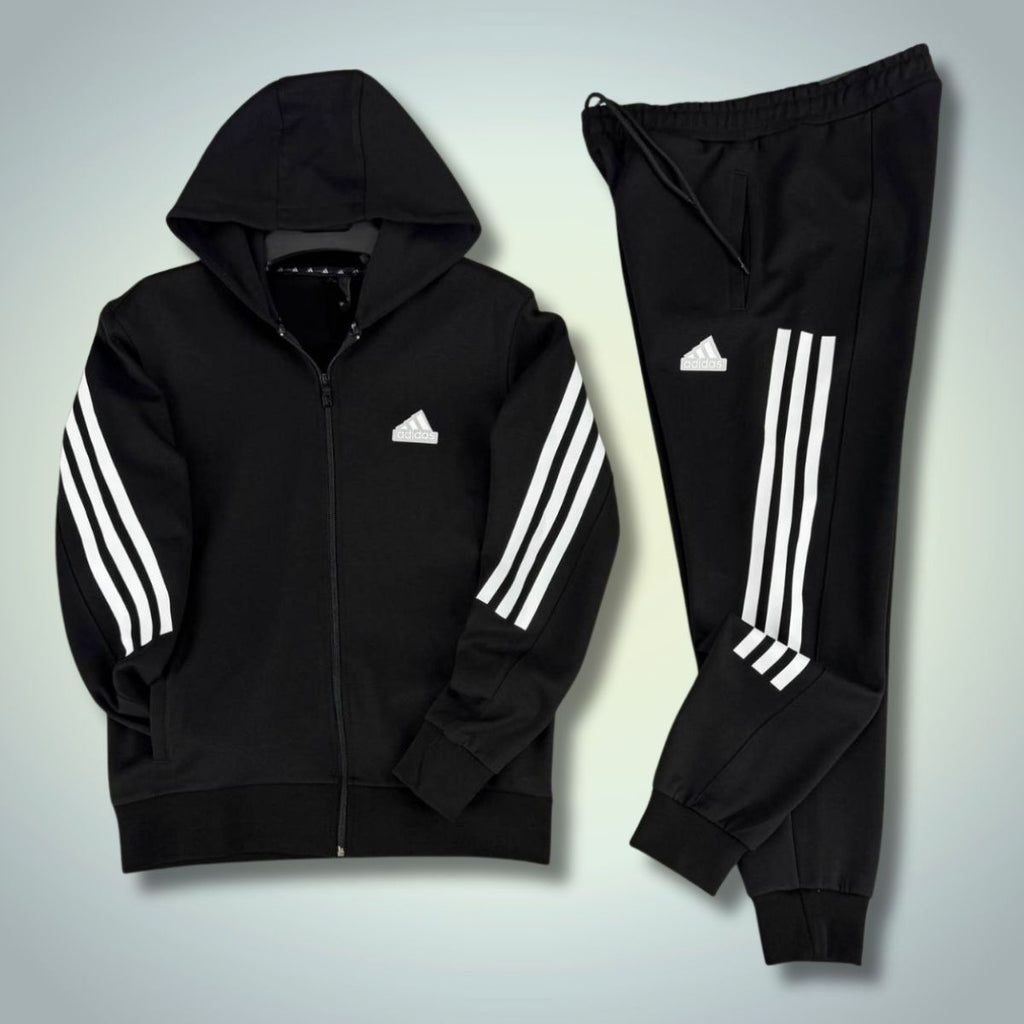 Adidas męski dres 2025, pionowe pasy, czarny. Premium jakość