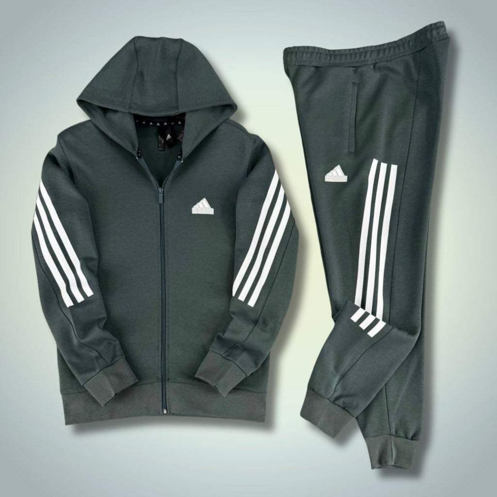 Adidas męski dres 2025, pionowe pasy, szałwiowy. Premium jakość