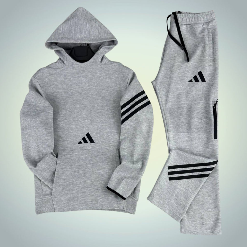 Adidas męski komplet z kapturem, klasyczny szary. Premium jakość