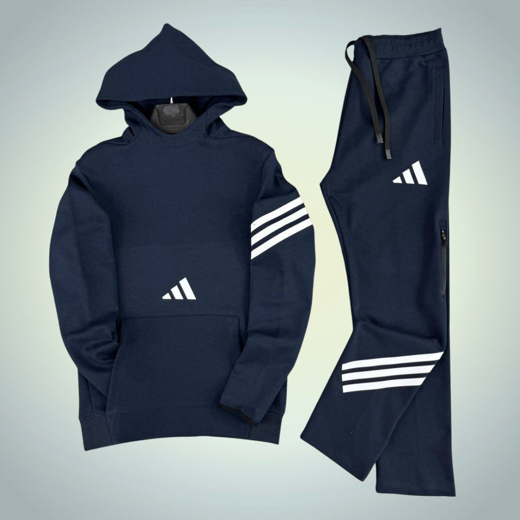 Adidas męski komplet z kapturem, ciemnoniebieski. Premium jakość