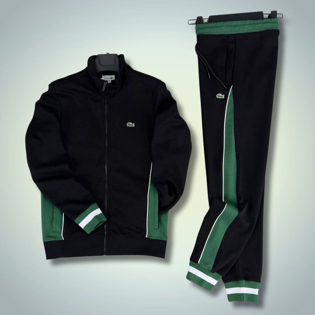 Dres męski Lacoste, czarno-zielony. Jakość premium