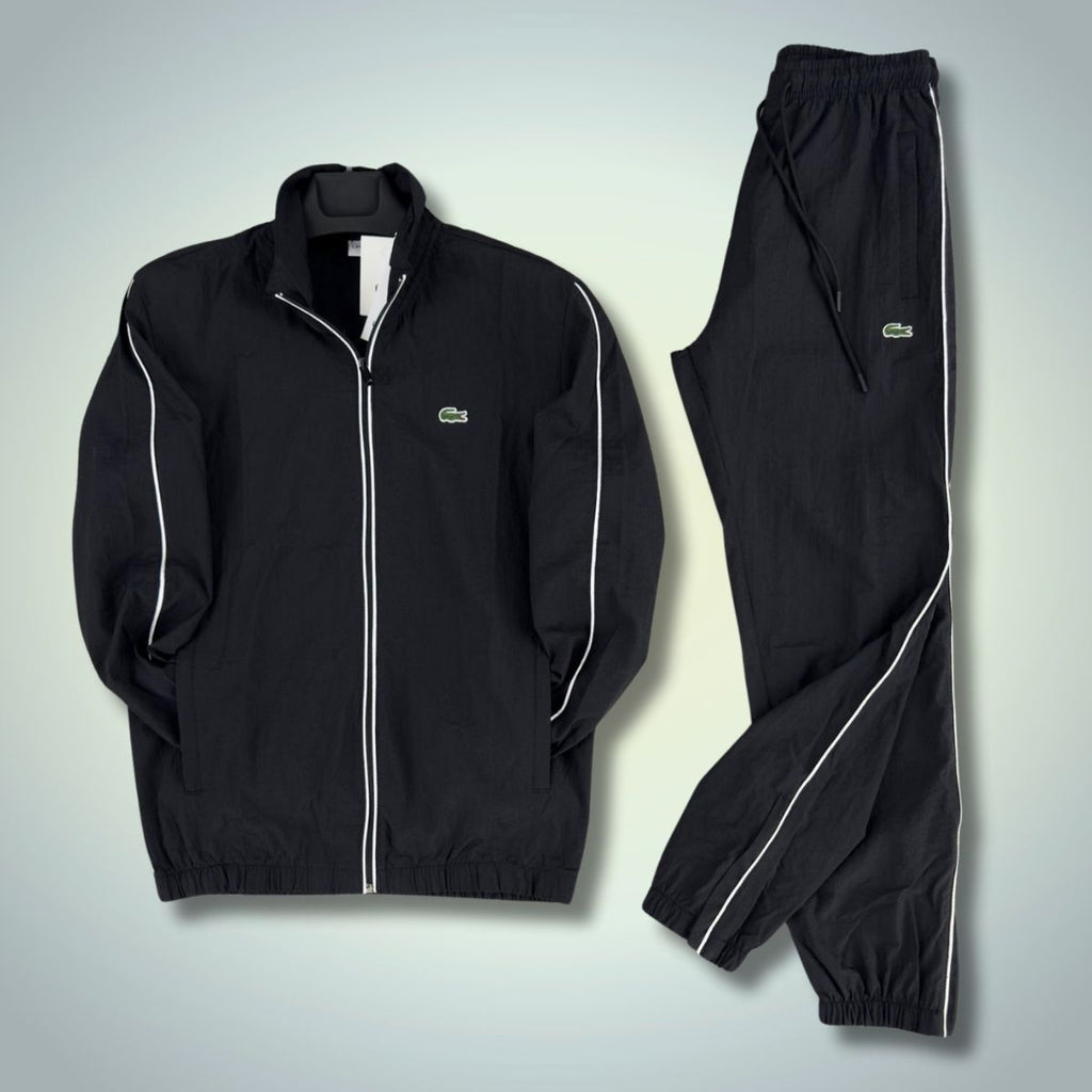 Tkany dres męski Lacoste, czarny. Jakość premium