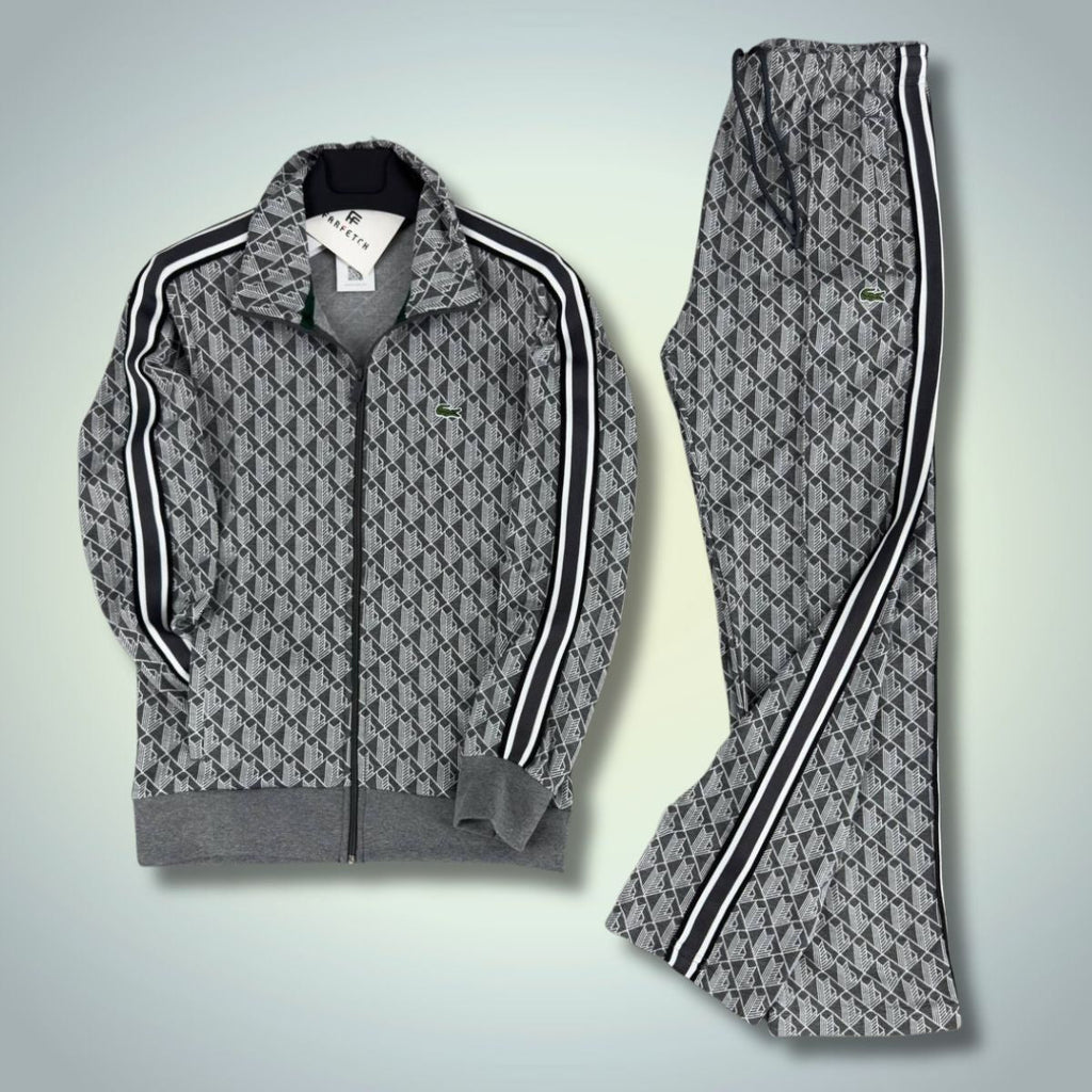 Lacoste męski dres Jacquard Monogram, grafitowo-szary. Premium jakość