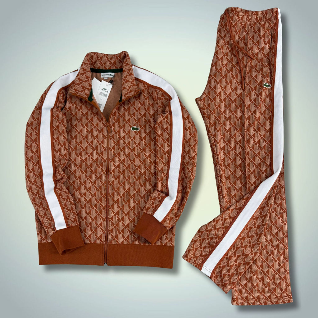 Lacoste męski komplet, Jacquard Monogram, beżowy. Model 2025. Premium jakość