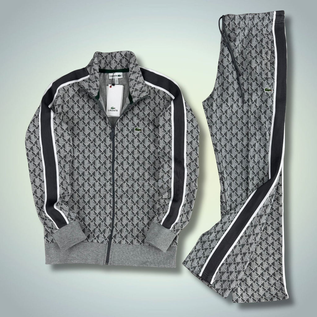 Lacoste męski komplet, Jacquard Monogram, grafitowy. Model 2025. Premium jakość