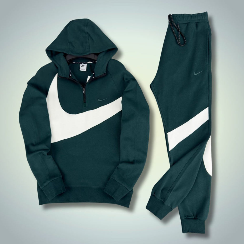Dres męski Nike, duże logo, ciemnozielony. Jakość premium