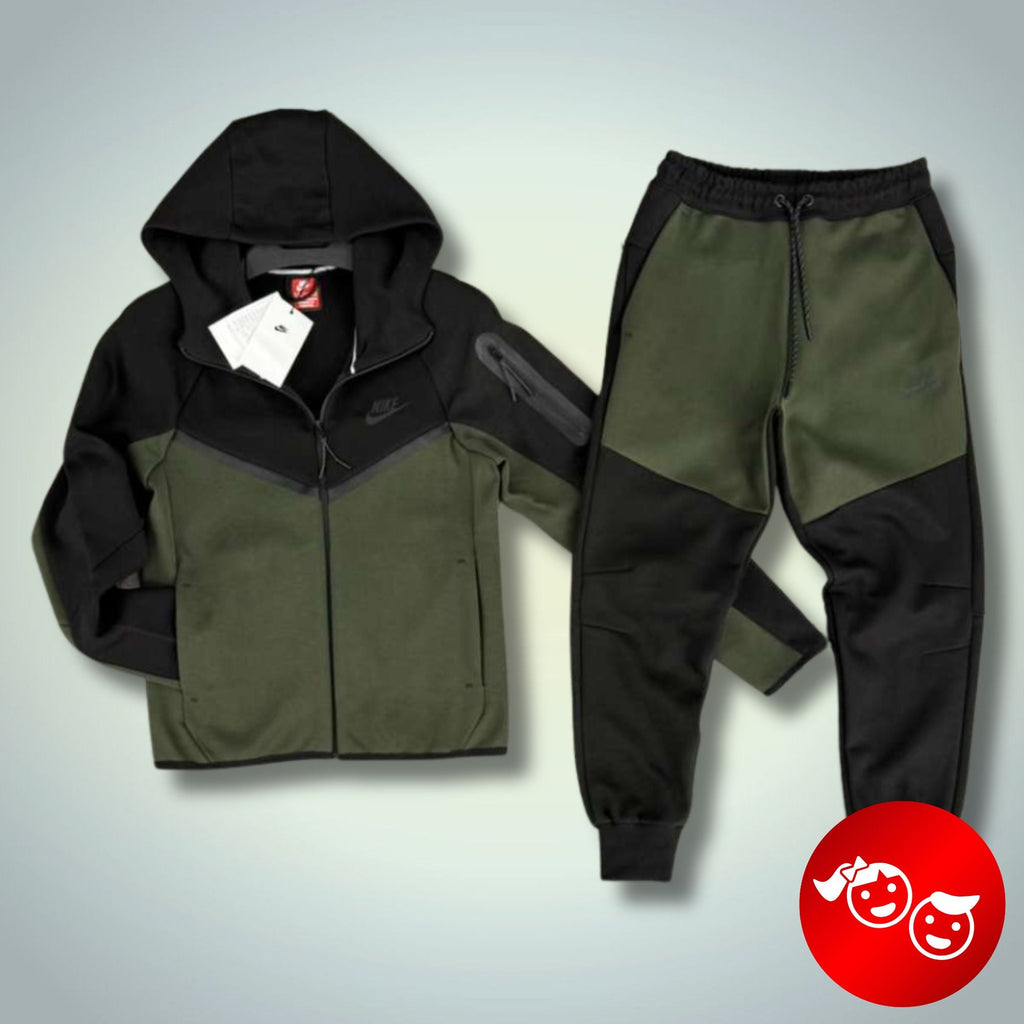 Nike Tech Fleece Dziecięcy Strój Sportowy 2024. Ciemnozielony - Oliwkowy Zielony