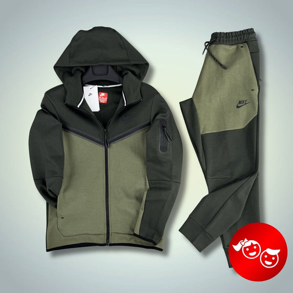 Nike Tech Fleece dziecięcy dres sportowy, ciemnozielony-oliwkowy. Premium jakość
