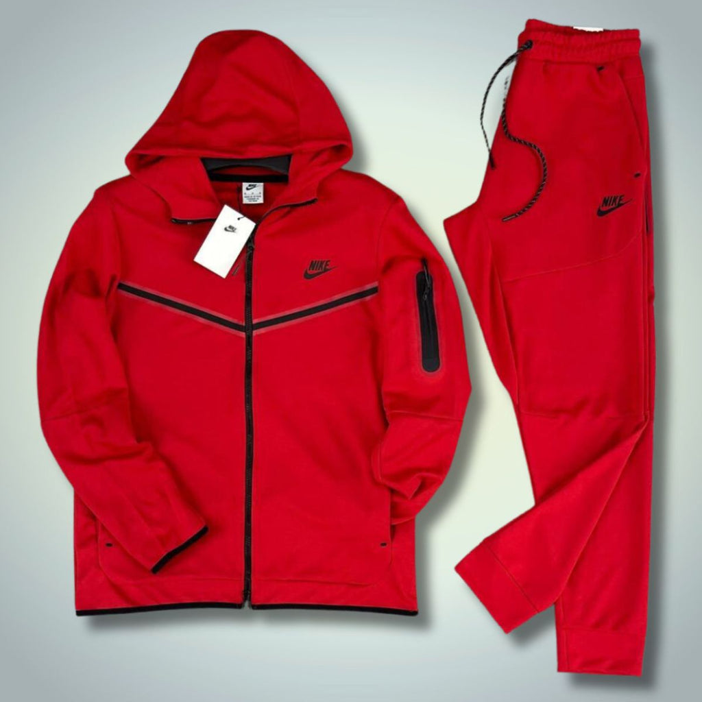 Nike Tech Fleece męski dres, czerwony. Wysoka jakość