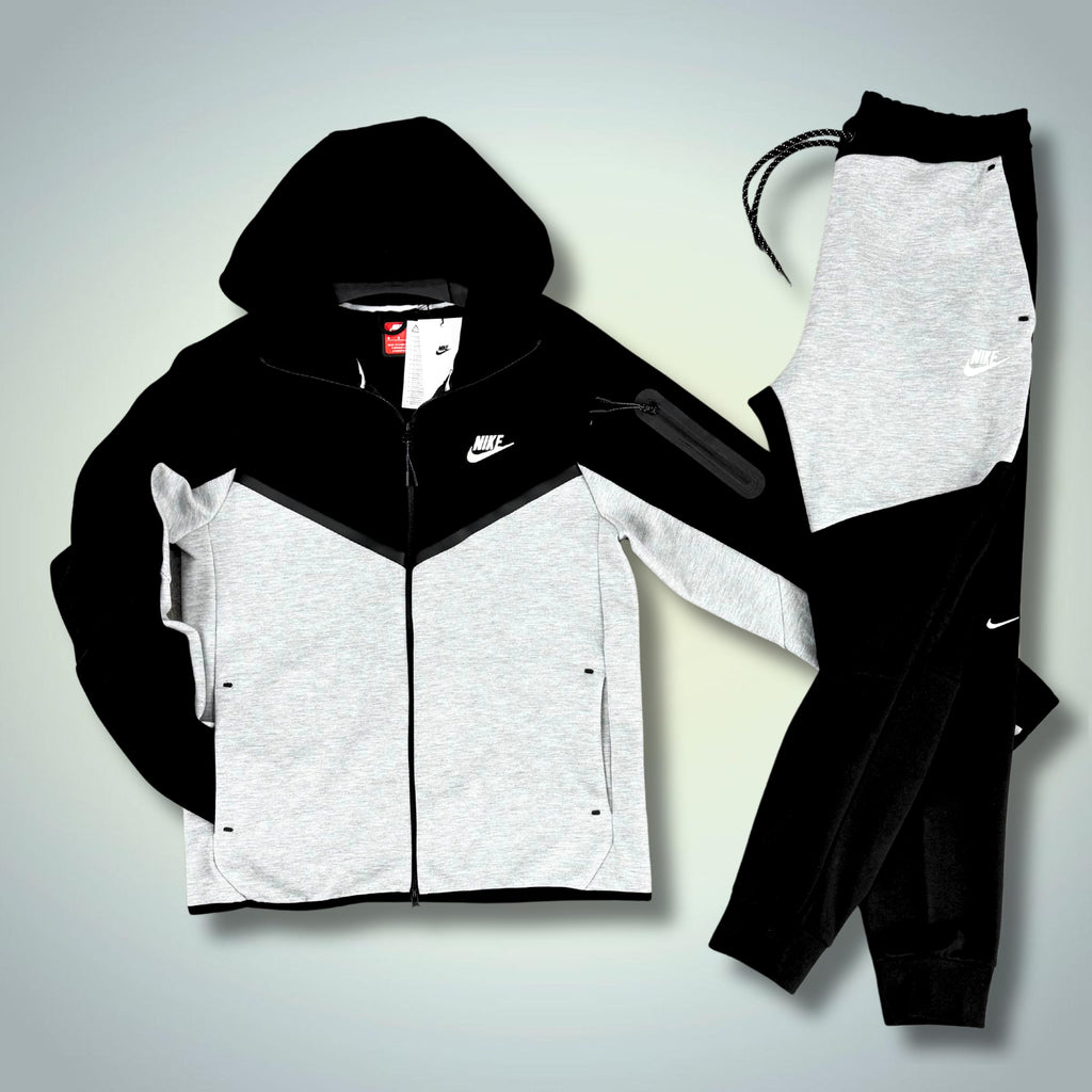 Dres męski Nike Tech Fleece, czarny - klasyczny szary. Model 2024. Jakość premium