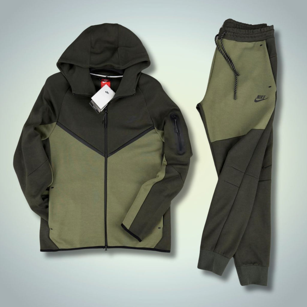 Dres męski Nike Tech Fleece, ciemnozielony - oliwkowy. Model 2024. Jakość premium