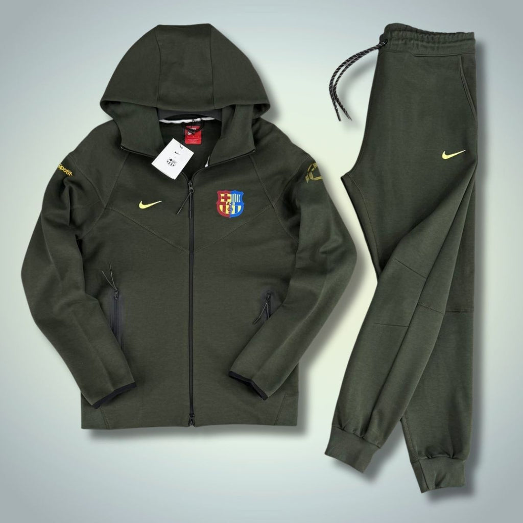 Nike Barcelona Tech Fleece męski dres, ciemnozielony. Premium jakość