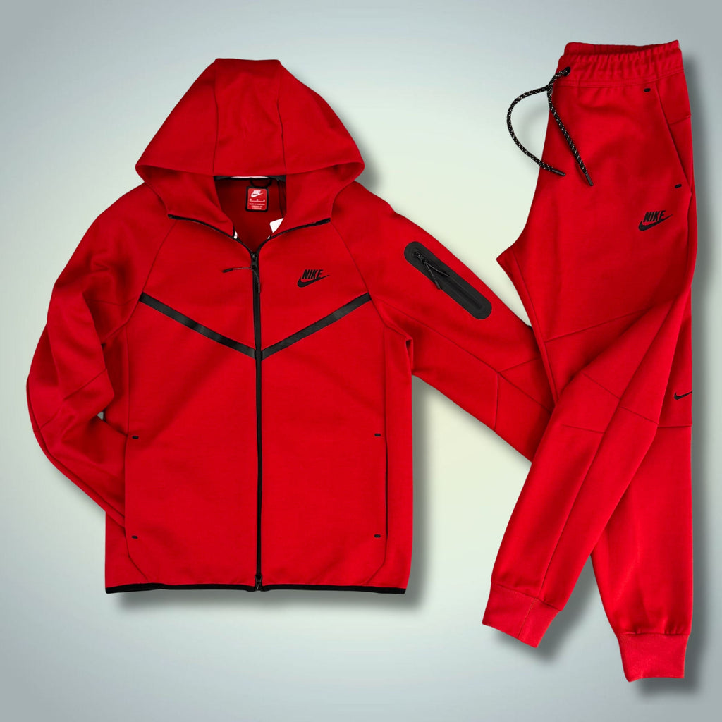 Nike Tech Fleece męski komplet, czerwony. Model 2024. Premium jakość