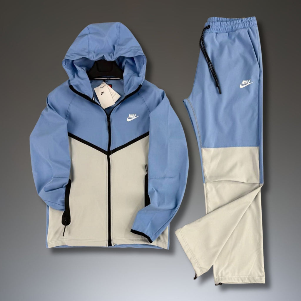 Nike Tech Fleece męski wodoodporny zestaw sportowy, niebiesko-biały. Premium jakość