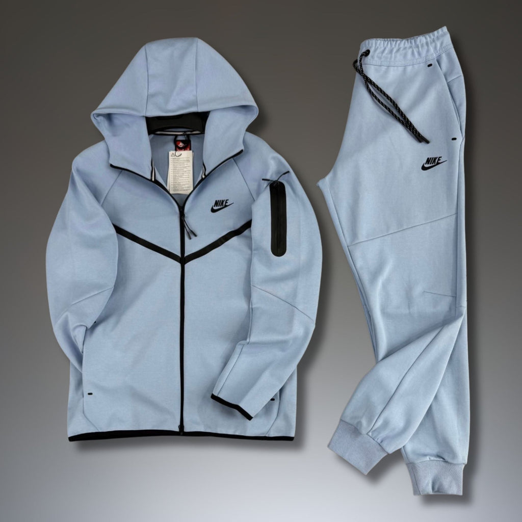 Nike Tech Fleece męski dres sportowy, jasnoniebieski. Model 2024. Jakość premium
