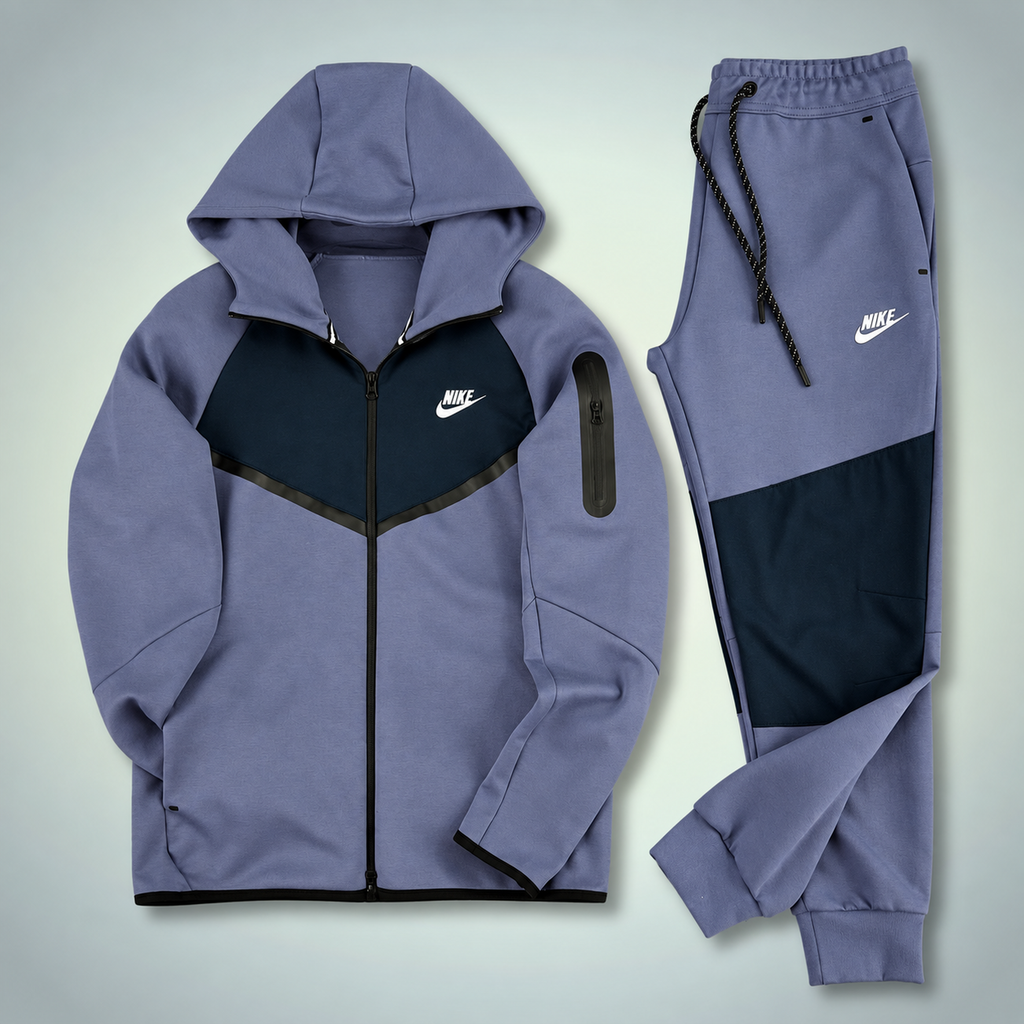 Nike Tech Fleece męski zestaw sportowy, niebieski - granatowy. Model 2024. Jakość premium
