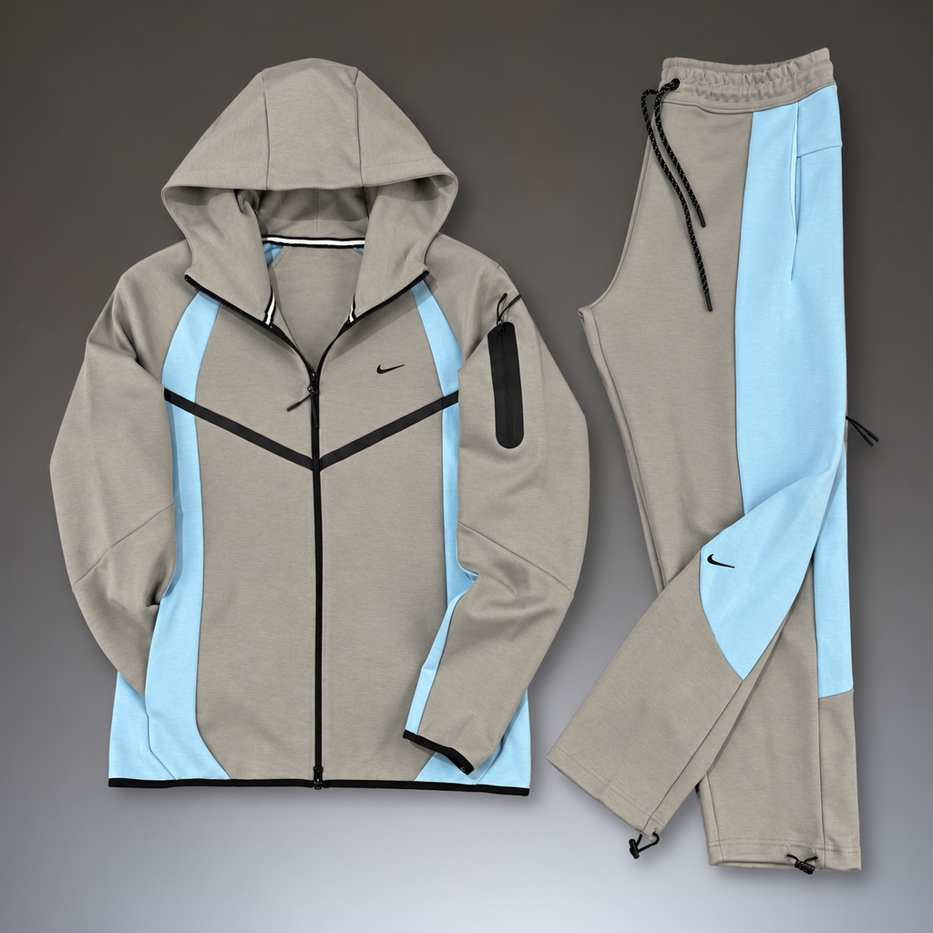 Nike Tech Fleece męski zestaw sportowy, szary - jasnoniebieski. Model 2026. Jakość premium