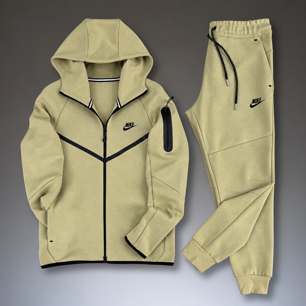 Nike Tech Fleece męski zestaw sportowy, piaskowy beż. Model 2024. Jakość premium