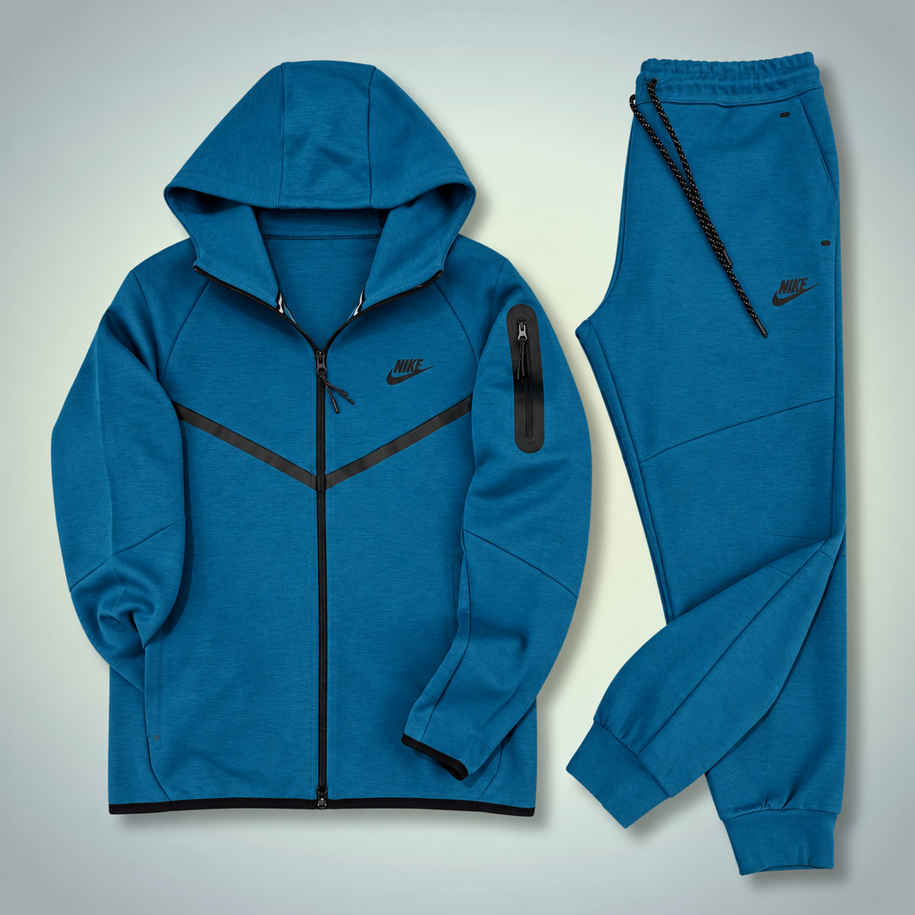Nike Tech Fleece męski zestaw sportowy, ciemny morski niebieski. Model 2024. Jakość premium
