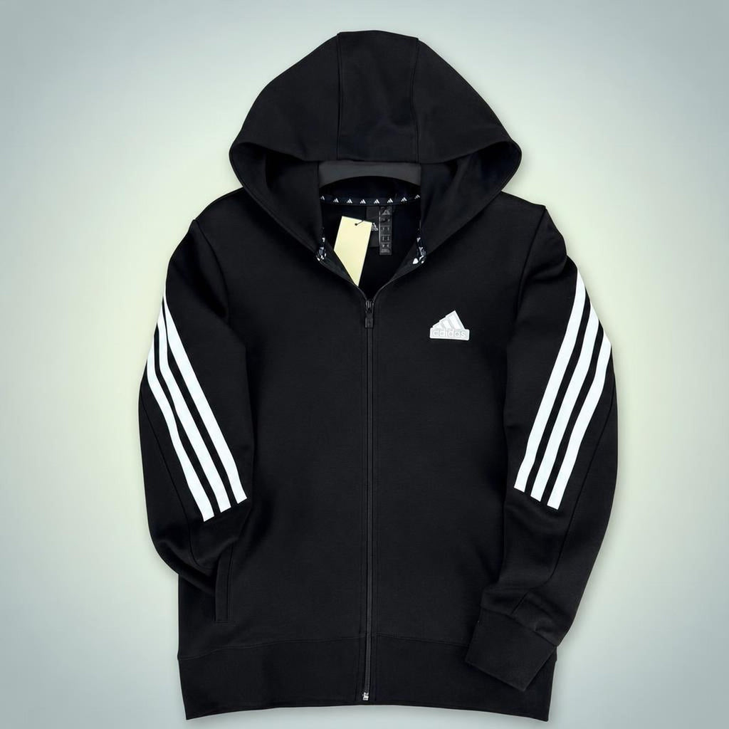 Adidas męska bluza z kapturem, trzy paski, czarny. Premium jakość