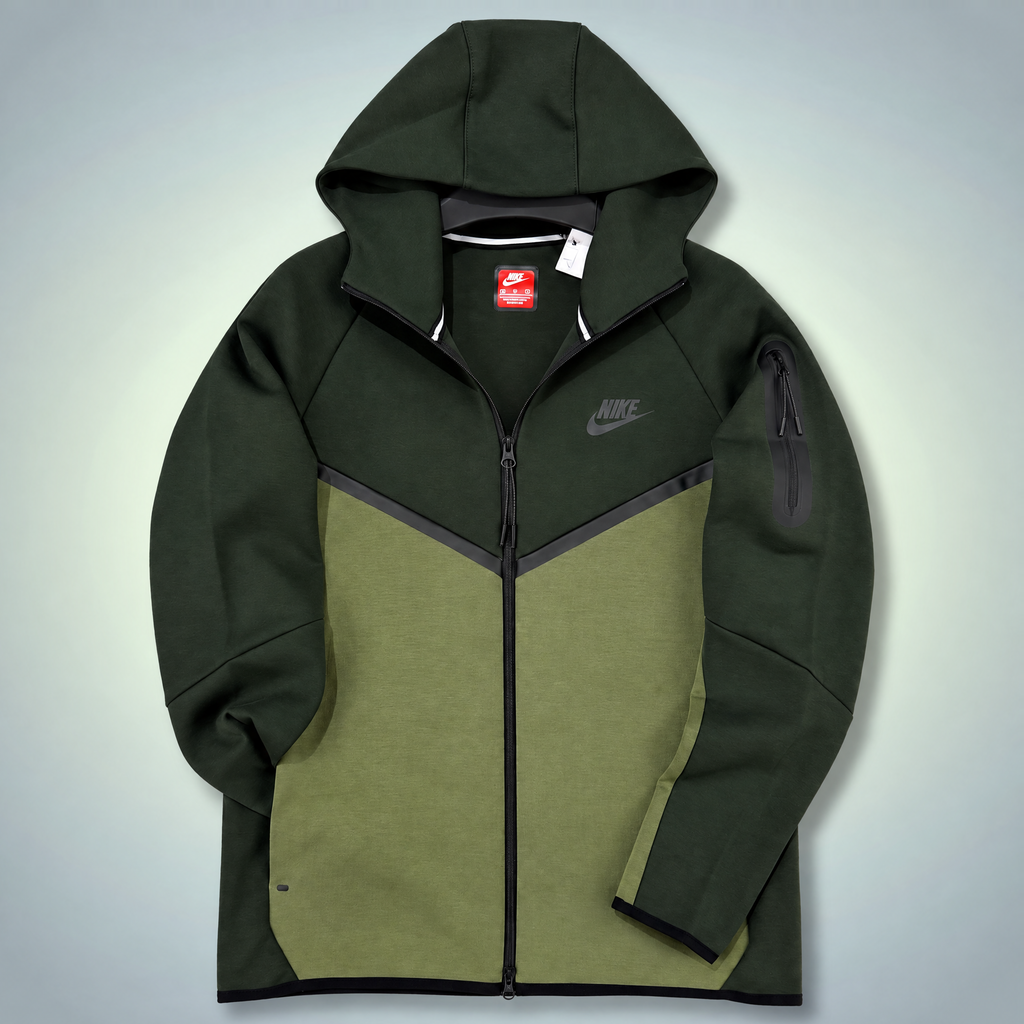 Nike Tech Fleece Bluza z kapturem Męska. Zielony oliwkowy / ciemnozielony