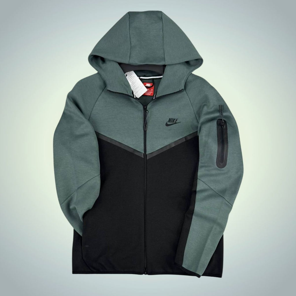 Nike Tech Fleece męska bluza, szałwiowa zieleń i czarna. Model 2024. Premium jakość
