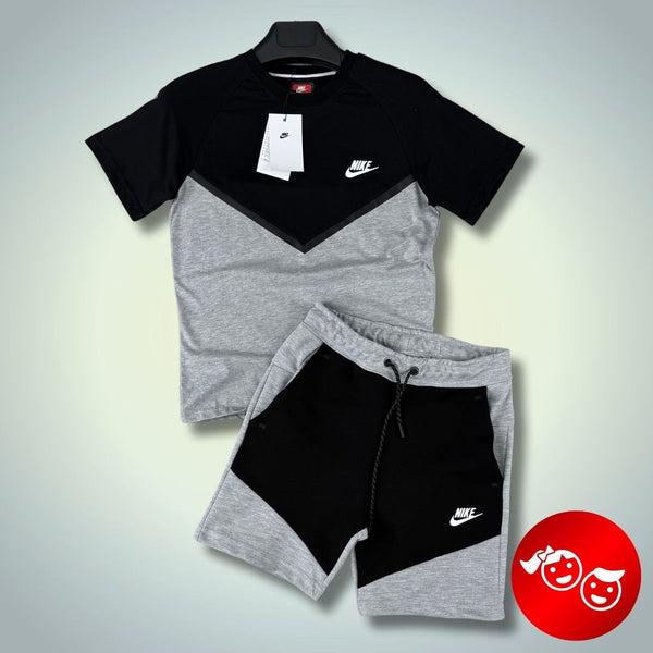 Komplet dziecięcy Nike Tech Fleece z szortami, czarny-klasyczny szary. Jakość premium