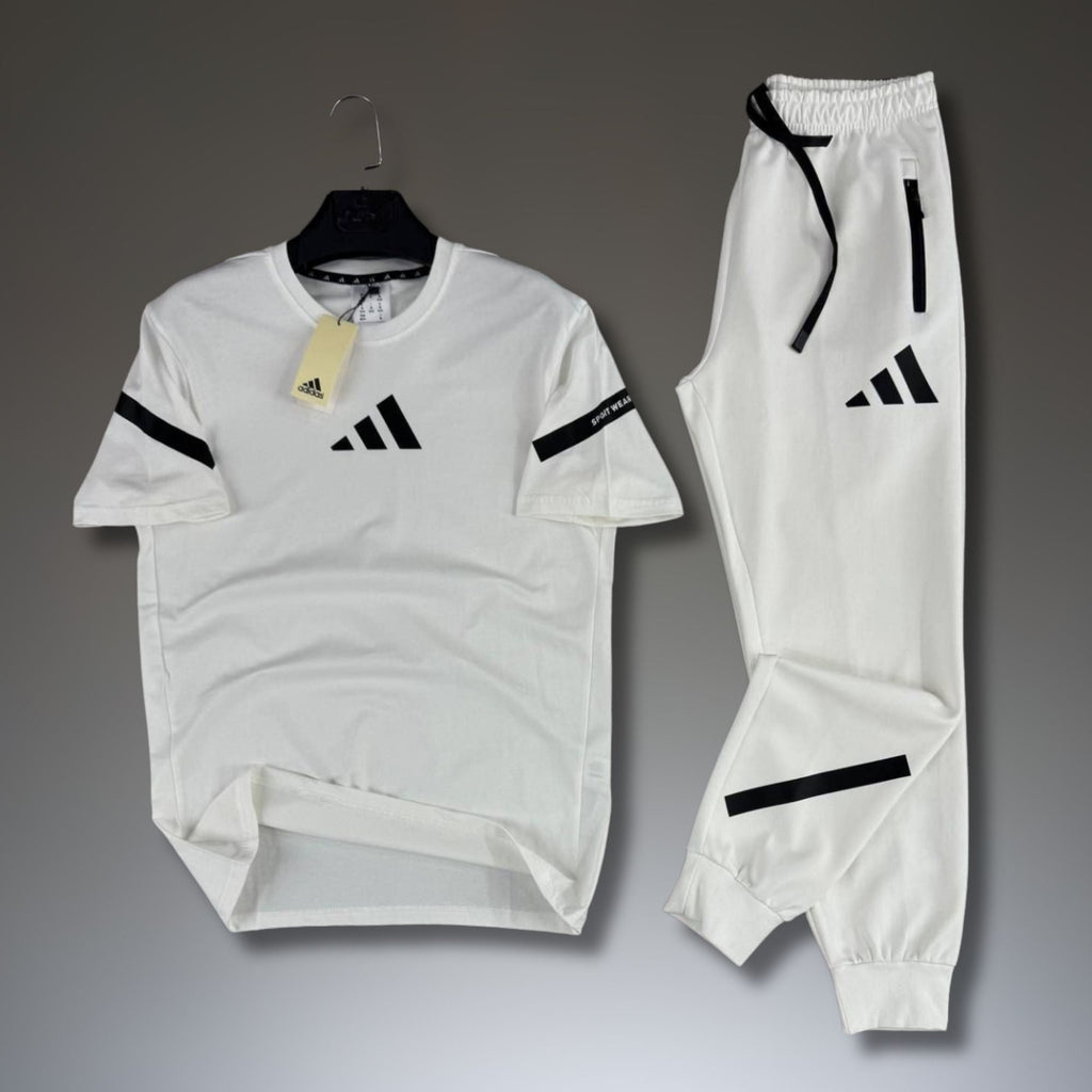 Adidas męski letni dres sportowy, biały. 2026. Jakość premium