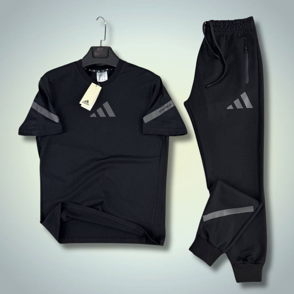 Adidas męski letni dres sportowy, czarny. 2026. Jakość premium