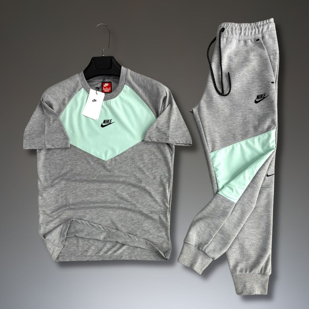 Nike Tech Fleece męski letni dres sportowy, klasycznie szaro-miętowy. 2026. Jakość premium