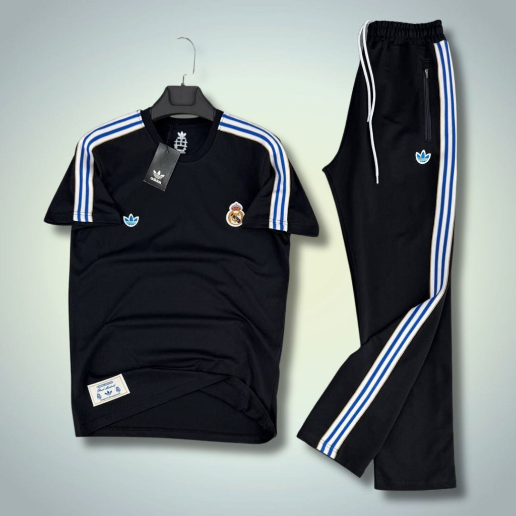 Adidas męski letni dres sportowy, czarny. Real Madryt. Jakość premium