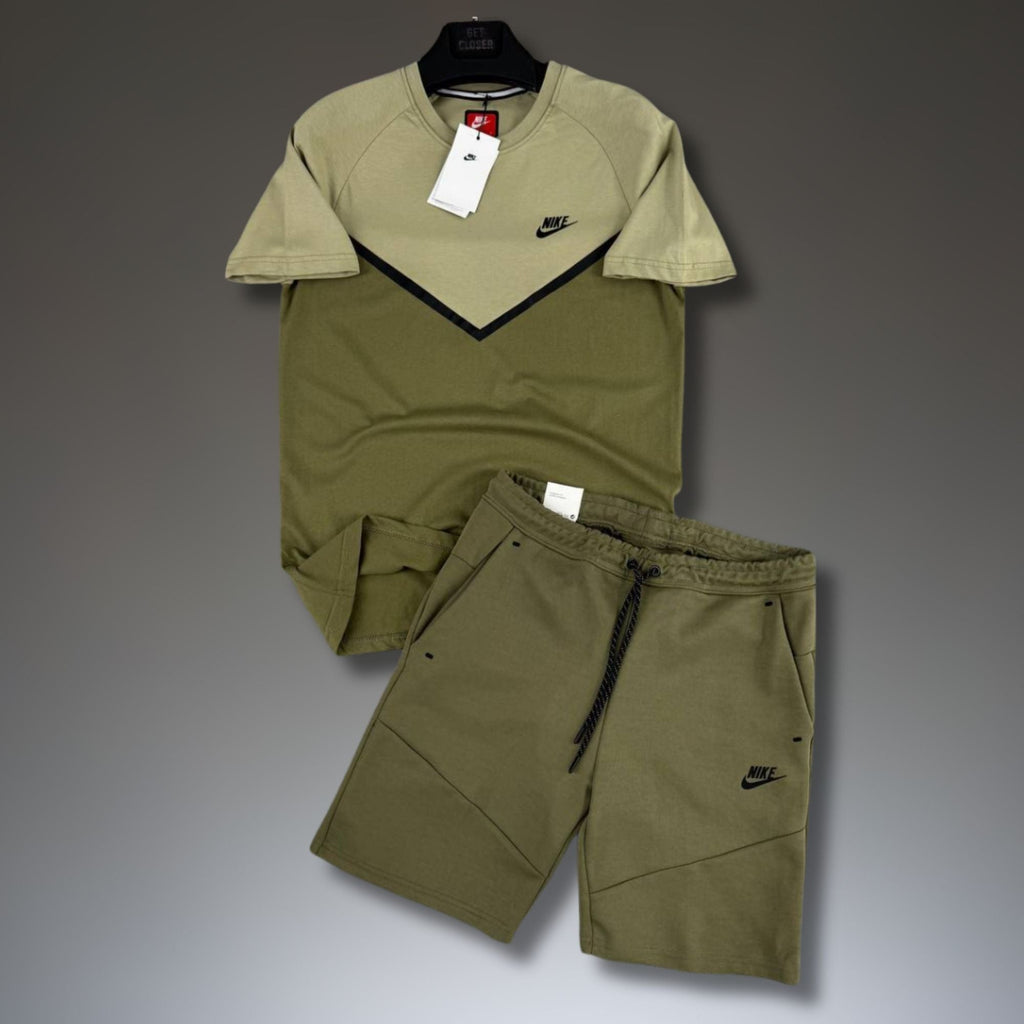 Nike Tech Fleece męski krótki dres sportowy, jasnozielono-oliwkowy. Premium jakość
