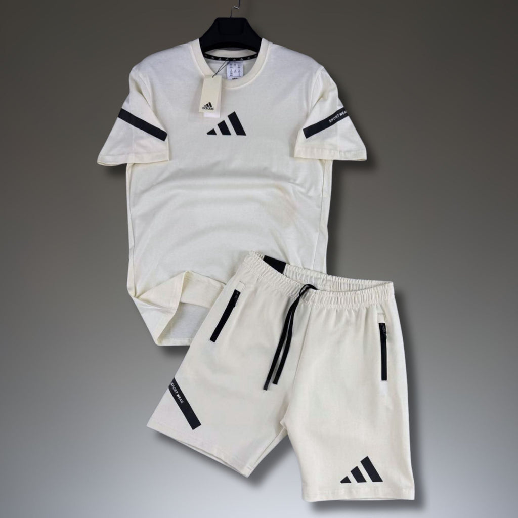 Adidas Z.N.E. męski krótki zestaw sportowy, brudno biały. Premium jakość