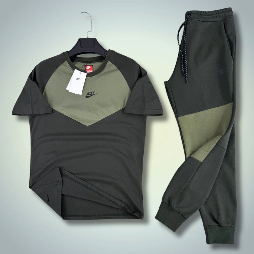 Nike Tech Fleece męski letni zestaw sportowy, ciemnozielono-oliwkowy. 2026. Premium jakość