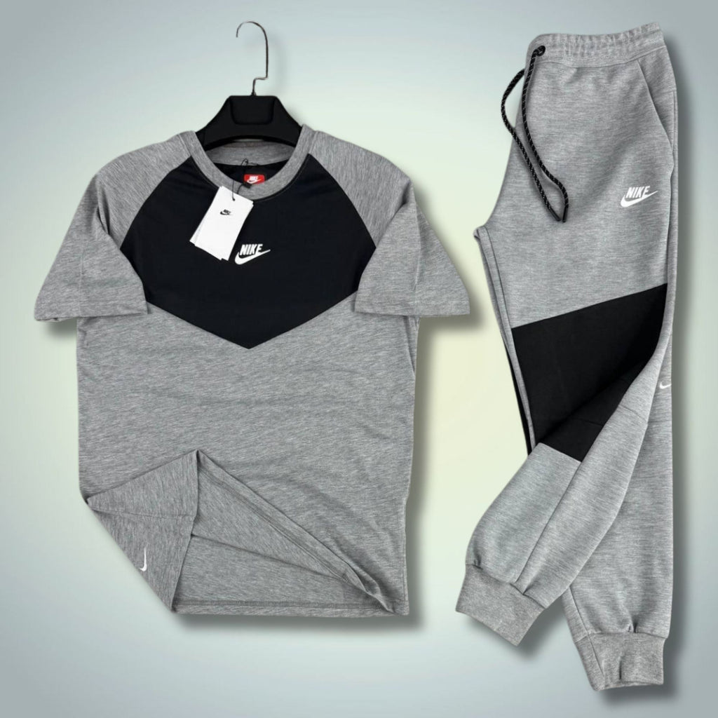 Nike Tech Fleece męski letni zestaw sportowy, klasyczne szaro-czarne. 2026. Premium jakość