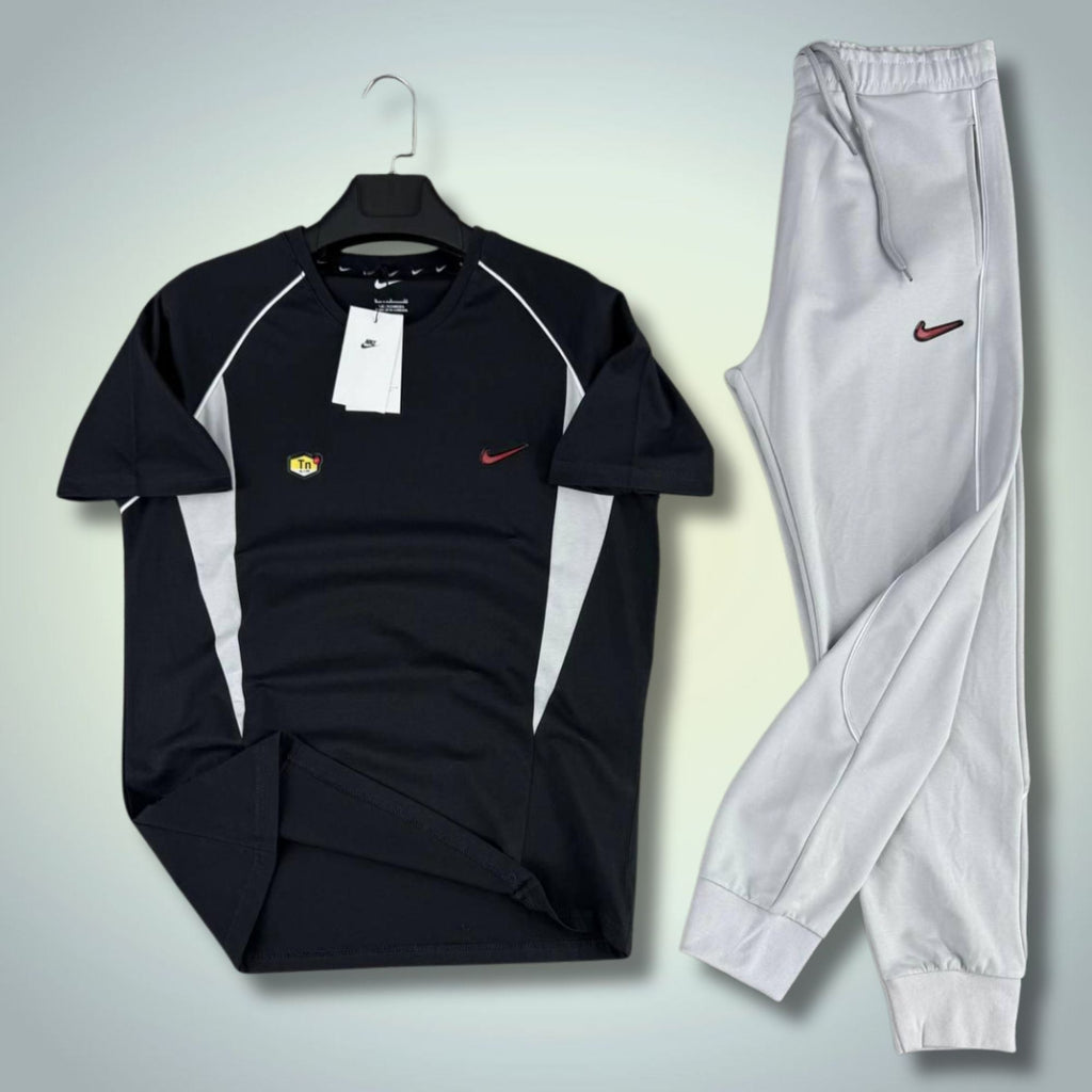 Nike TN męski letni zestaw sportowy, czarno-jasnoszary. Premium jakość
