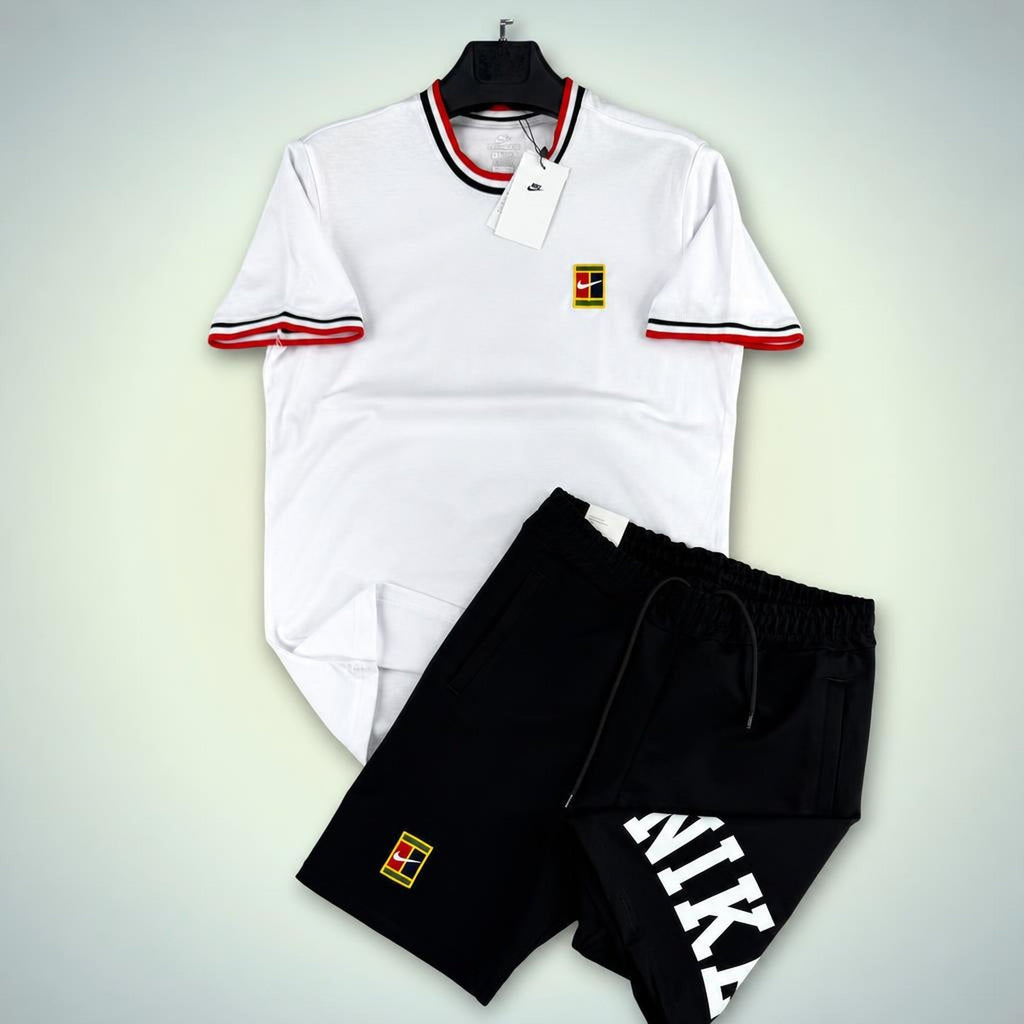 Nike Tennis męski krótki dres sportowy, Biało-czarny. Premium jakość