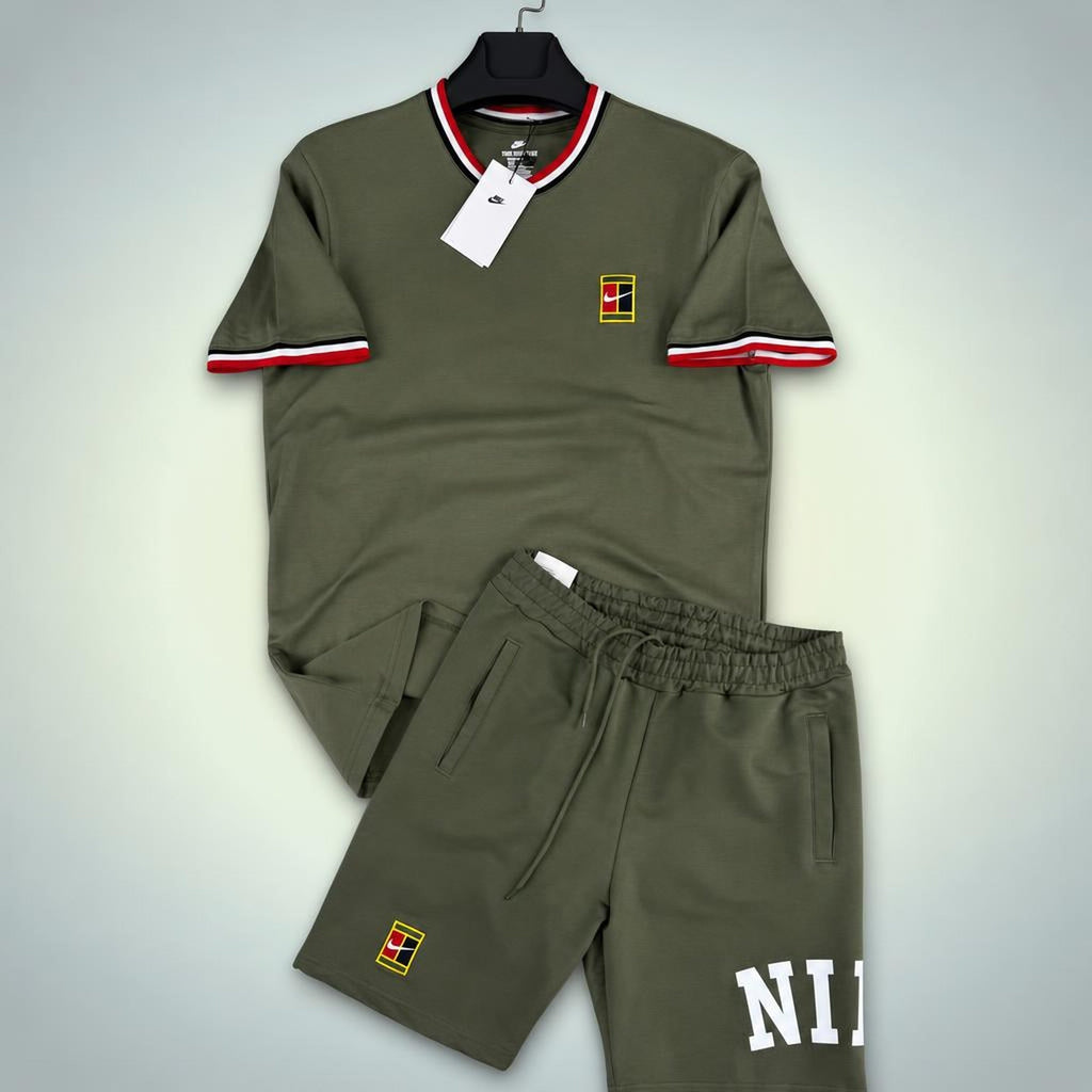 Nike Tennis męski krótki dres sportowy, oliwkowy. Premium jakość