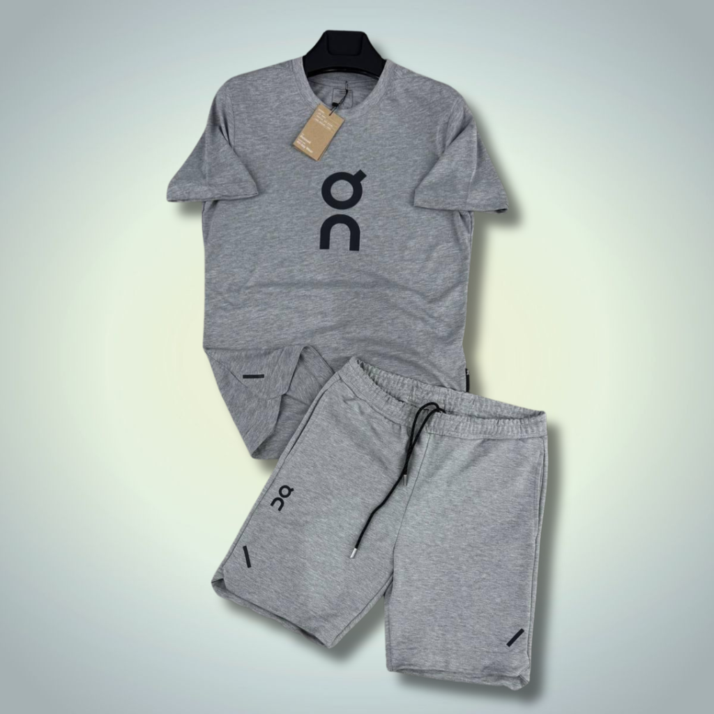 ON Big Logo męski krótki dres sportowy, klasyczny szary. Premium jakość