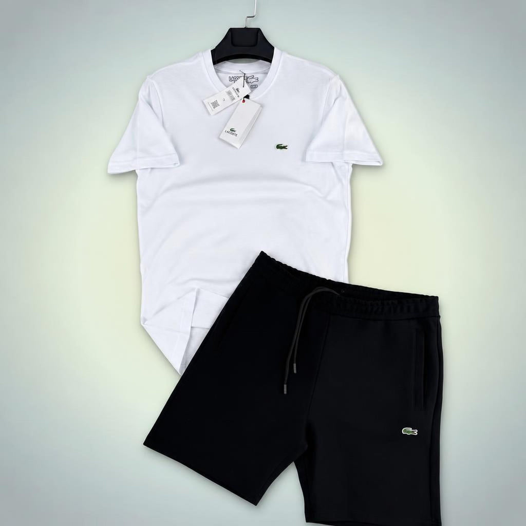 Lacoste Classic męski krótki dres sportowy, Biało-czarny. Premium jakość